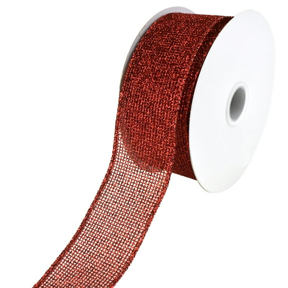 Christmas Glitzy Net Wired Ribbon, 1-1/2-Inch, 10-Yard - Red