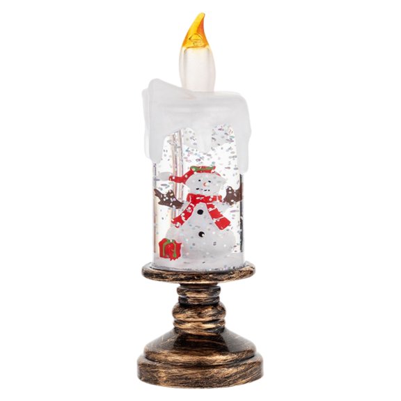 Christmas Globe Lamp with LED Flameless Candle - Battery Operated Electronic Falling Snowflake Night Light for Tabletop, Mantel, Windowsill Holiday Xmas Decor