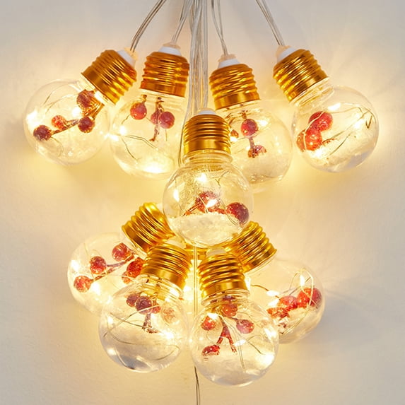Christmas Globe String Lights, 10 Bulbs Battery Powered Mini Snowflake Fairy String Light for Home, Bedroon, Xmas Tree Decor , New Year Decorations