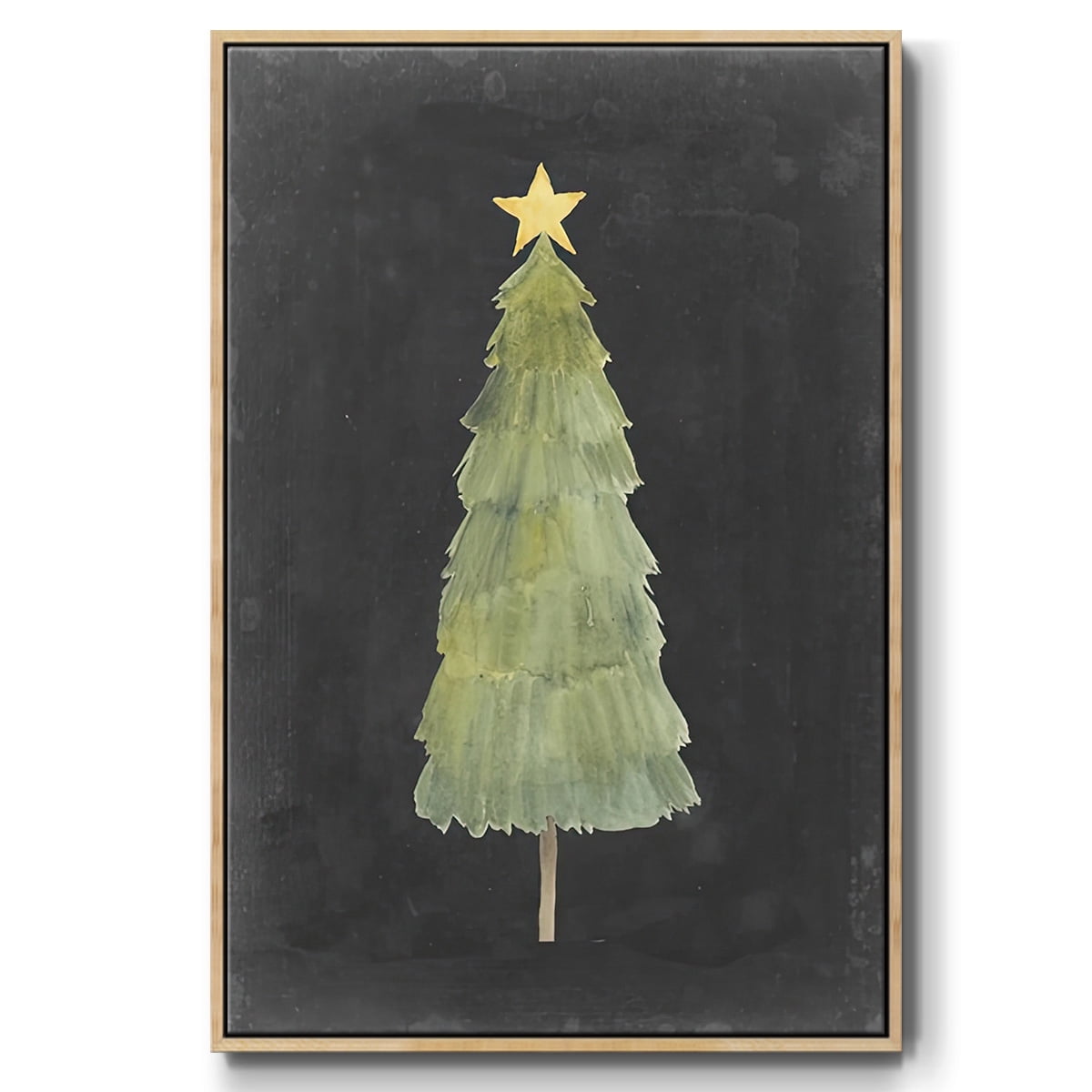 Christmas Glow Collection F - Framed Gallery Wrapped Holiday Canvas - 27 x 41 - Natural Wood Frame