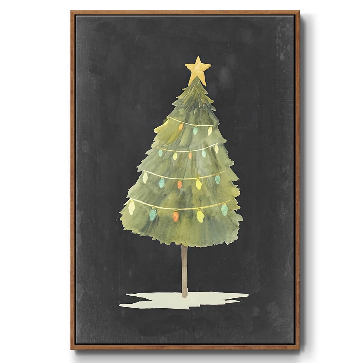 Christmas Glow I - Framed Gallery Wrapped Holiday Canvas - 17 x 25 - Rosewood Frame