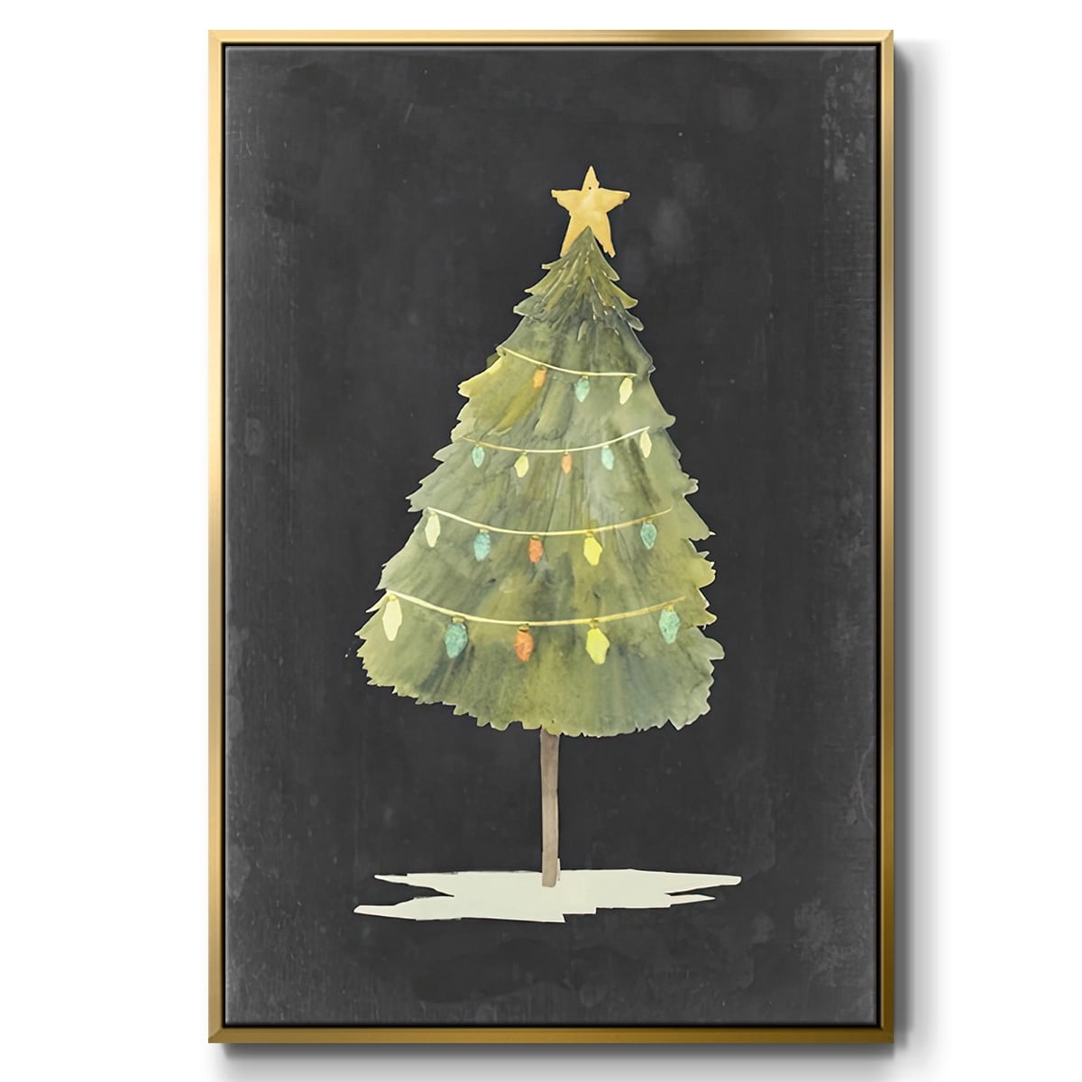 Christmas Glow I - Framed Gallery Wrapped Holiday Canvas - 25 x 37 - Gold Frame