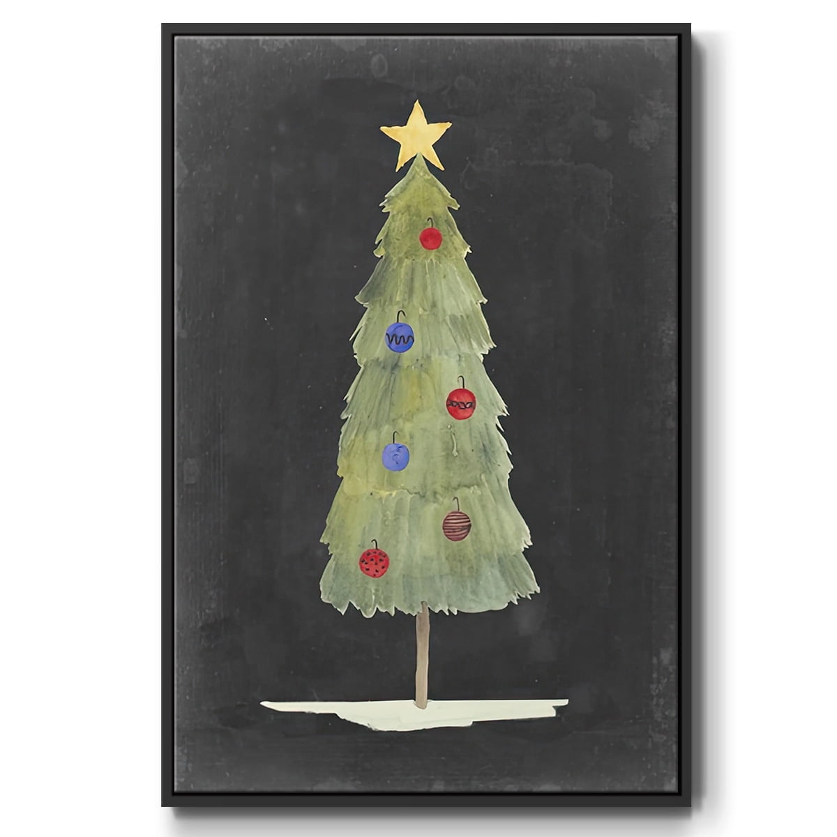 Christmas Glow II - Framed Gallery Wrapped Holiday Canvas - 17 x 25 - Black Frame