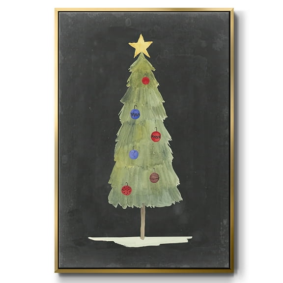 Christmas Glow II - Framed Gallery Wrapped Holiday Canvas - 17 x 25 - Gold Frame