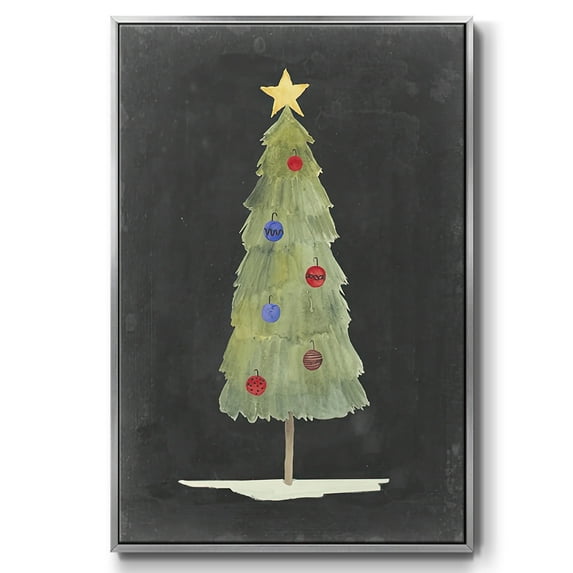 Christmas Glow II - Framed Gallery Wrapped Holiday Canvas - 25 x 37 - Silver Frame