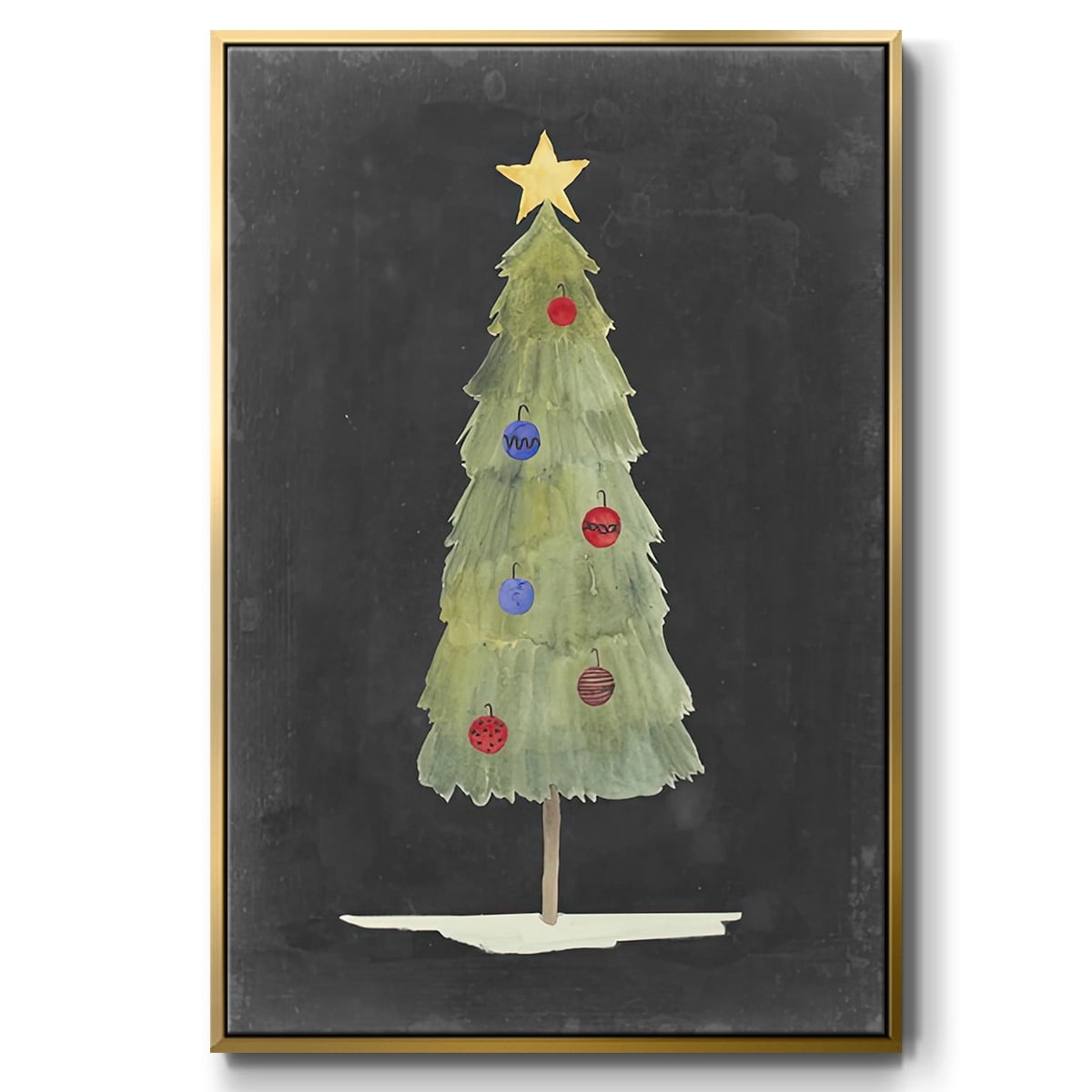 Christmas Glow II - Framed Gallery Wrapped Holiday Canvas - 27 x 41 - Gold Frame