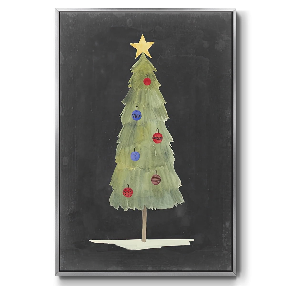 Christmas Glow II - Framed Gallery Wrapped Holiday Canvas - 27 x 41 - Silver Frame