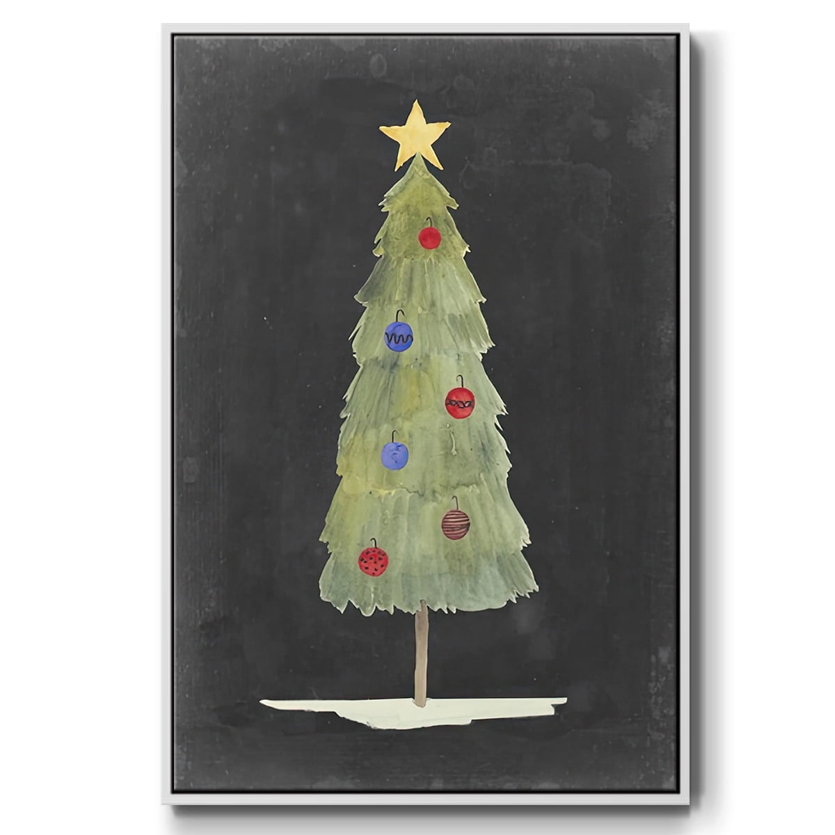 Christmas Glow II - Framed Gallery Wrapped Holiday Canvas - 27 x 41 - White Frame