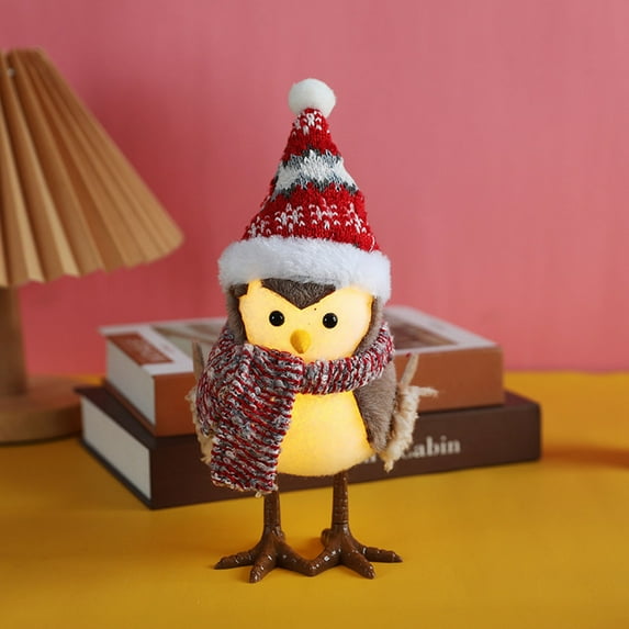 Christmas Glowing Birds, Christmas Table Decorations Birds, Xmas Birds Ornaments for Winter Home Kitchen Fireplace Mantel Holiday Party, Unique Shining Christmas Gifts