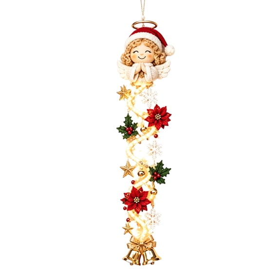 Christmas Glowing Door Hanger Decoration, 6 Festive Designs with Warm Glow Christmas Door Hanging with Warm Lights,Vertical Entryway Decor for Front Door Side