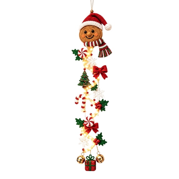 Christmas Glowing Door Hanger Decoration, 6 Festive Designs with Warm Glow Christmas Door Hanging with Warm Lights,Vertical Entryway Decor for Front Door Side