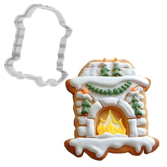 Christmas Glowing Fireplace Cookie Cutter 4 Inch Made in USA by WONDERTORY