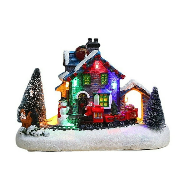 Christmas Glowing Lights Snow Scene House With LED Color Lights Glowing Cottage Christmas Decoration Resin Christmas Gift Decoration