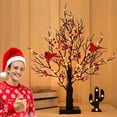 thumbnail image 1 of Christmas Glowing Tree with Cardinals, 21" Glowing Tree with Moving Cardinals, 2025 Twinkle Tree Lamp with Lighted Branches & Berries, Lighted Birch Bonsai Table Top Centerpiece for Halloween Xmas, 1 of 6