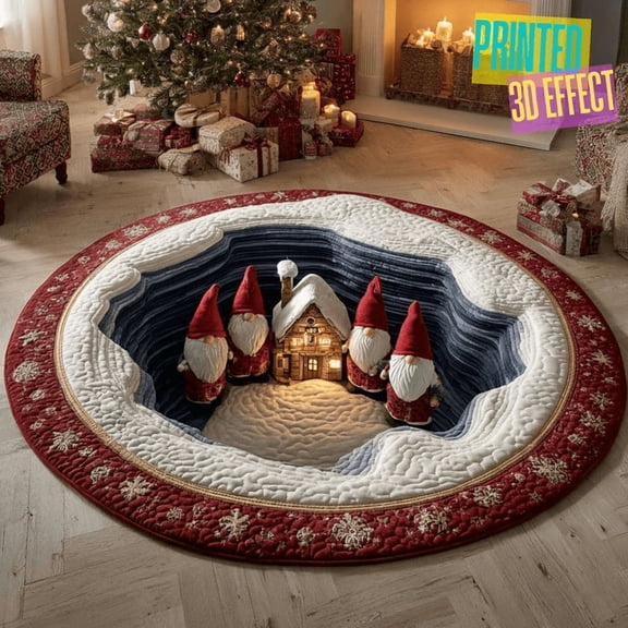 Christmas Gnome 3D Printed Rug, Magic Gnome Welcome Mat, Gnome Indoor Rug Decor