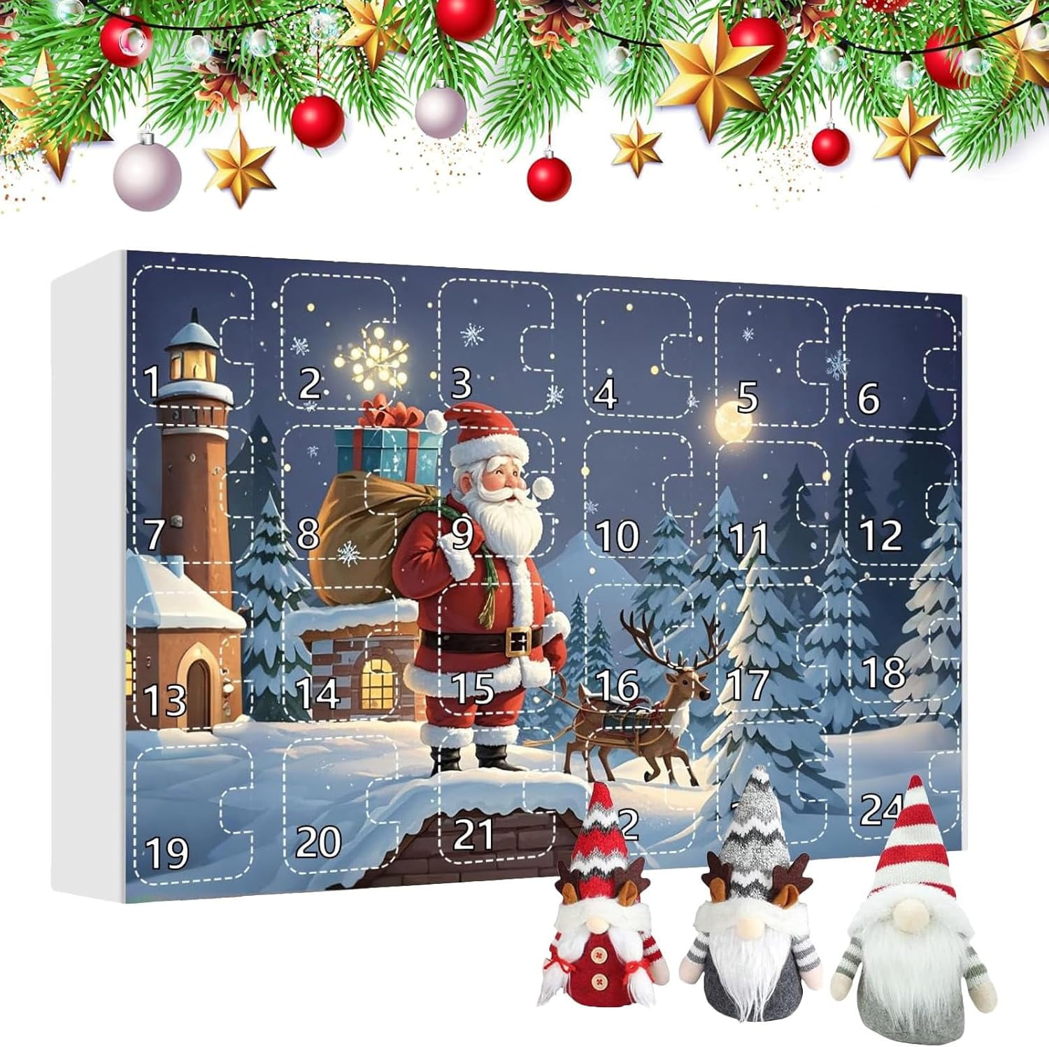 Christmas Gnome Advent Calendar 2024 with 24 Gnome Plush Toys,24 Day
