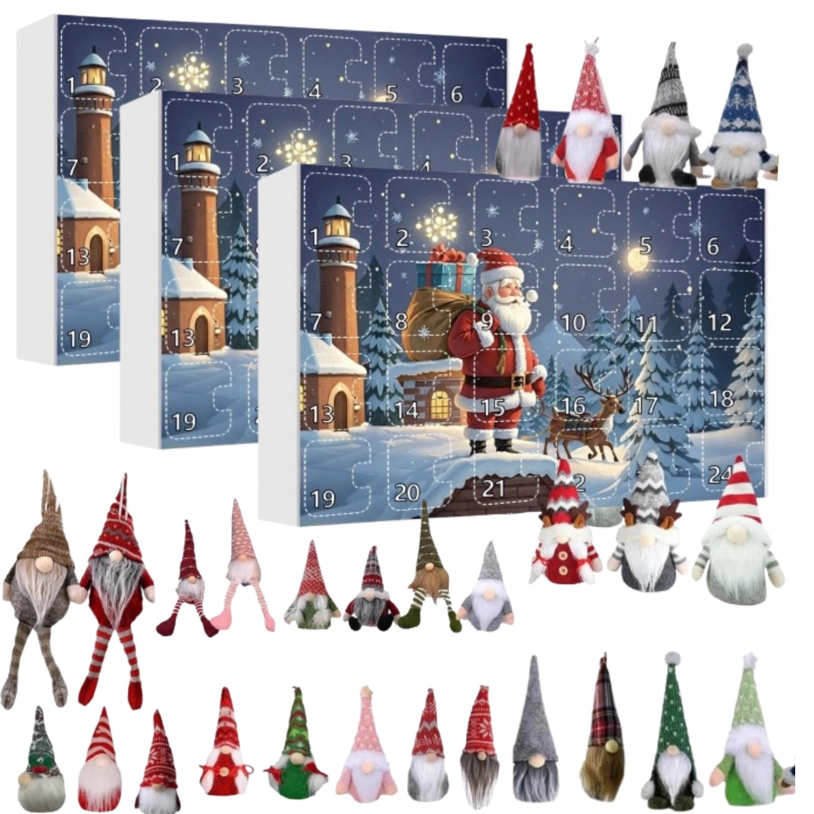 Christmas Gnome Advent Calendar 2024 with 24 Gnome Plush Toys,24 Day