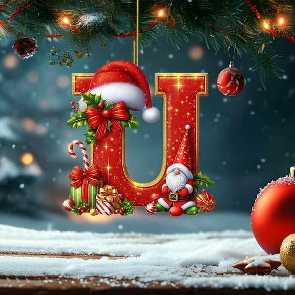Christmas Gnome Alphabet Letters,Personalized 26 Letters Ornaments for Christmas Tree,A-Z Initial Letter Personalized Christmas Indoor for Christmas Tree Ornaments Pendant Diy Hanging Decorations
