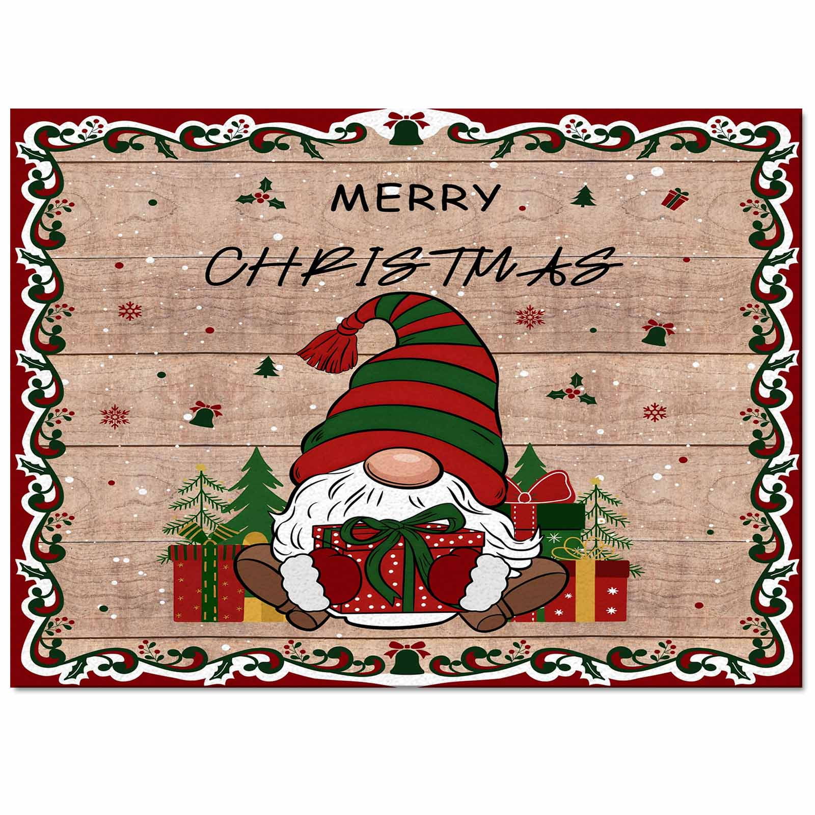 Christmas Gnome Area Rug 2x3ft Red Green Winter Dwarfs Xmas Box Wood ...