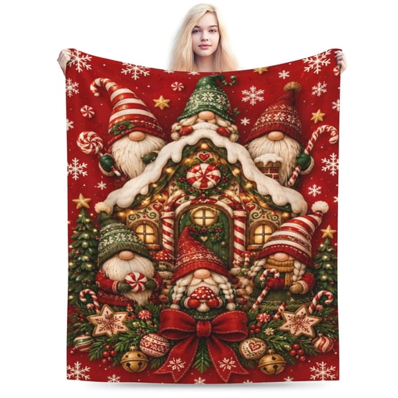 Christmas Gnome Blanket Gift Throw Blanket Cozy Soft Home Decor Holiday Gift for Gnome Lovers 50x40