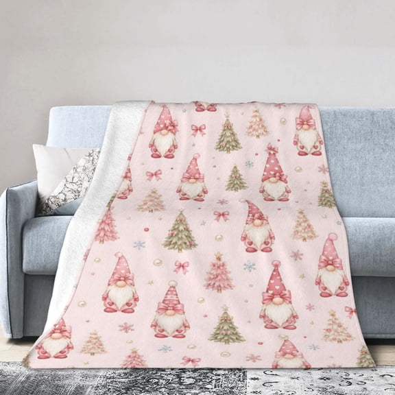 Christmas Gnome Blanket Tree Snowflake Fleece Blanket Gift for Women Family 50x40