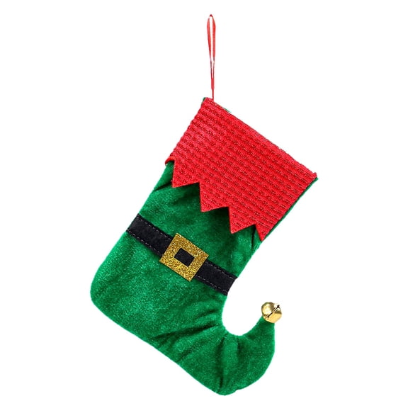 ZLBDYG Christmas Gnome Boots Design Stockings for Fireplace, Red and Green Velvet Knit Hanging Stockings with Winter Gnome Design, Spacious Gift Holding Bag for Home Decor