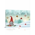 thumbnail image 1 of Christmas Gnome Canvas Print Wall Art Watercolor Teal Xmas Trees Balls Winter Snowflakes Pictures Painting Morden Artwork for Living Room Bedroom, Ready to Hang - 12"x16", 1 of 6