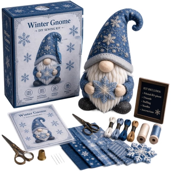 Christmas Gnome DIY Patchwork Kit, DIY Patchwork Animal Kit – Create Your Own Adorable Animals, 3D DIY Sewing Project for Adults &Beginners, Christmas Home Decor & Gift