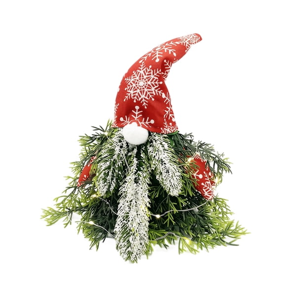 Christmas Gnome Decor with Lights, Faceless Elf Centerpiece with Faux Greenery, LED Lighted Paper Ornament for Home Office Desk Window Shelf Holiday Party Gift