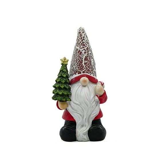 Christmas Gnome Decor - Outdoor/Indoor Holiday Garden Statue with LED Lights - Waterproof Resin Figurine for Yard, Patio & Home Decor - Cute Gift for Christmas Collectors