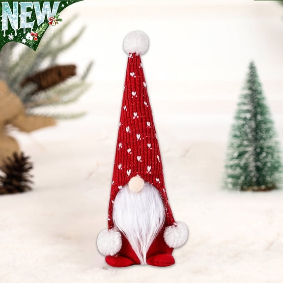 Christmas Gnome Decoration Plush,Nordic Handmade Xmas Scandinavian Tomte,Knitted Standing White Beard Gnomes Elf Dwarf Gift for Tree Centerpieces Desk Shelf Fireplace Winter Holiday Christmas Decor