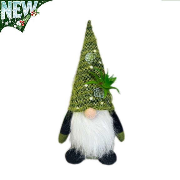 Christmas Gnome Decoration Plush,Nordic Handmade Xmas Scandinavian Tomte,Knitted Standing White Beard Gnomes Elf Dwarf Gift for Tree Centerpieces Desk Shelf Fireplace Winter Holiday Christmas Decor