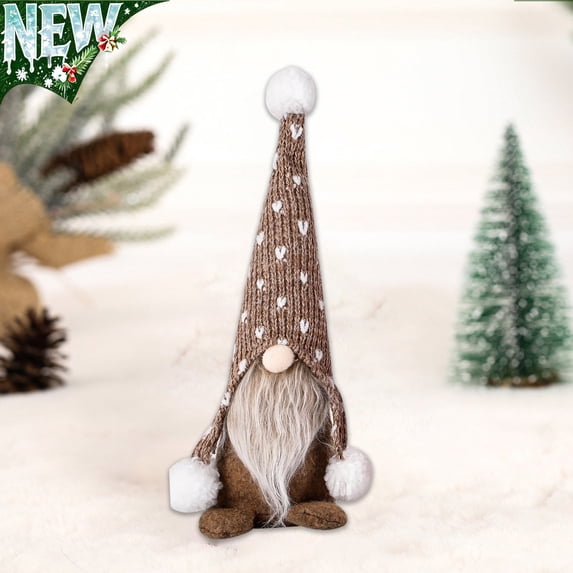 Christmas Gnome Decoration Plush,Nordic Handmade Xmas Scandinavian Tomte,Knitted Standing White Beard Gnomes Elf Dwarf Gift for Tree Centerpieces Desk Shelf Fireplace Winter Holiday Christmas Decor