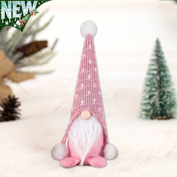 Christmas Gnome Decoration Plush,Nordic Handmade Xmas Scandinavian Tomte,Knitted Standing White Beard Gnomes Elf Dwarf Gift for Tree Centerpieces Desk Shelf Fireplace Winter Holiday Christmas Decor