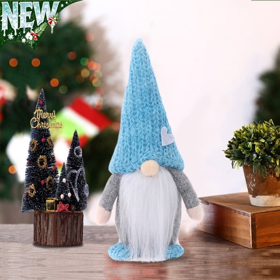 Christmas Gnome Decoration Plush,Nordic Handmade Xmas Scandinavian Tomte,Knitted Standing White Beard Gnomes Elf Dwarf Gift for Tree Centerpieces Desk Shelf Fireplace Winter Holiday Christmas Decor