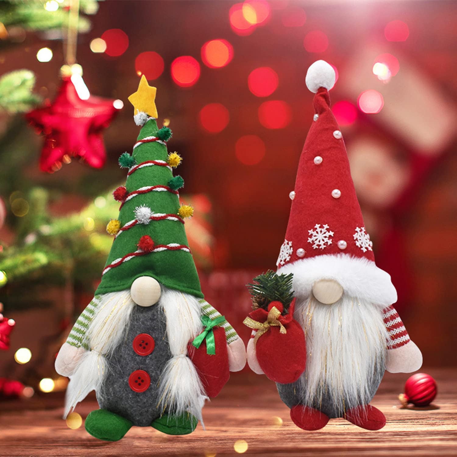 LarpGears 2 Pcs Handmade Christmas Elf Gnomes Decorations, Christmas Table  Decorations, Christmas Home Decorations (Red & Black Christmas Gnomes)