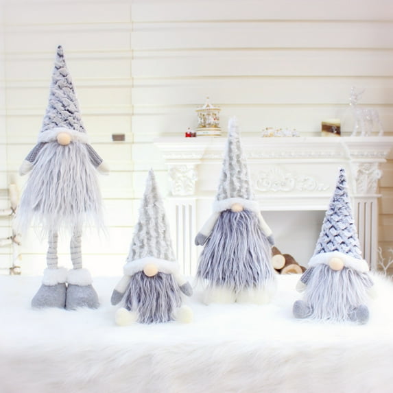Christmas Gnome Decorations Swedish Tomte Knitted Gnomes Plush Ornaments Handmade Holiday Elf Dwarf Thanksgiving Halloween Valentines Santa Gifts Home Tiered Tray Tabletop Décor, 4PCS