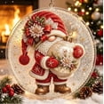 thumbnail image 1 of Christmas Gnome Diamond Art Ornament Kit,Holiday DIY Craft Kit Christmas Gnome Diamond Art Ornament with Luxury Flocked Canvas, Pearl Beaded Edge Decor, 1 of 9