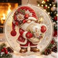 thumbnail image 1 of Christmas Gnome Diamond Art Ornament Kit,Holiday DIY Craft Kit Christmas Gnome Diamond Art Ornament with Luxury Flocked Canvas, Pearl Beaded Edge Decor, 1 of 9