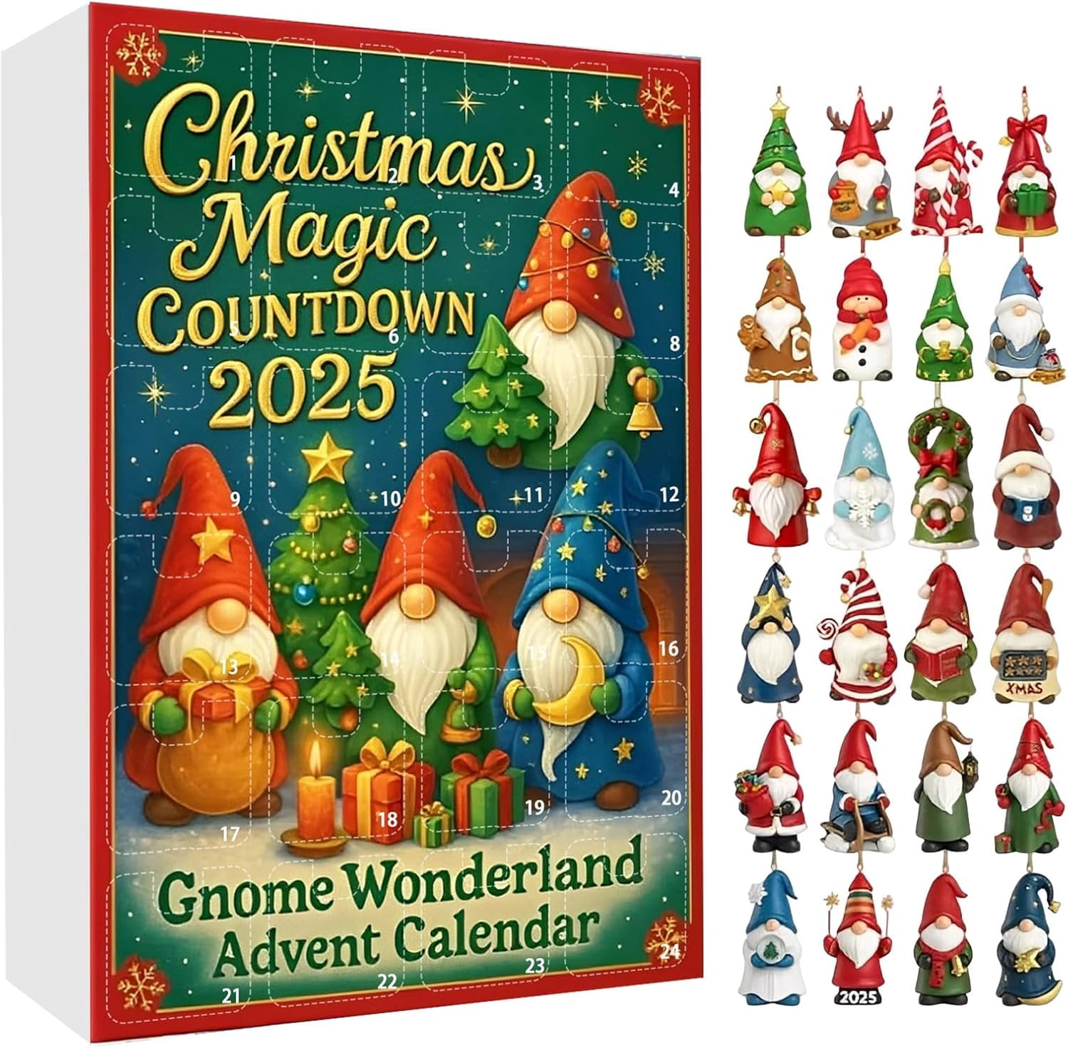 Christmas Gnome Doll Advent Calendar 2025,2025 Gnome 24 Days Calendars ...