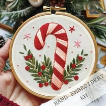Christmas Embroidery Kit for Beginners - Full Set with 4 Patterned Cloths, Embroidery Hoops, Needles, Thread & Scissors, DIY Adult Craft Kit