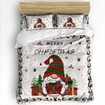 thumbnail image 1 of Christmas Gnome Full Size Comforter Set, Xmas Red Green Winter Dwarfs Retro Linen Soft Bedding for All Seasons, 4 Pcs Bed Set with 1Comforter (86"x86") ,1 Sheet(80"x116"), 2 Pillowcases (19"x29"), 1 of 7