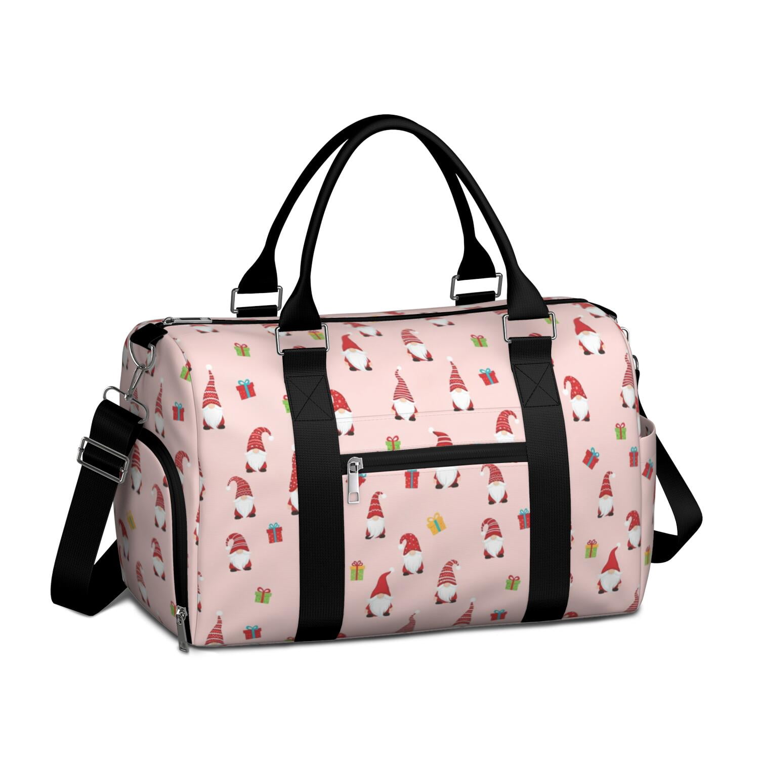 Wet Pattern Christmas Gnome Gift Box Pattern Gym Bag with Shoe Compartment, Duffel ...