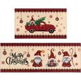 thumbnail image 1 of Christmas Gnome Kitchen Rug and Mat 2 Pcs,Red Truck Snowflake Tree Buffalo Plaid Bathroom Rug Non Slip Cushioned Mat Runner Rug Doormat for Christmas Farmhouse Kitchen Decor,17x30+17x47inch, 1 of 6