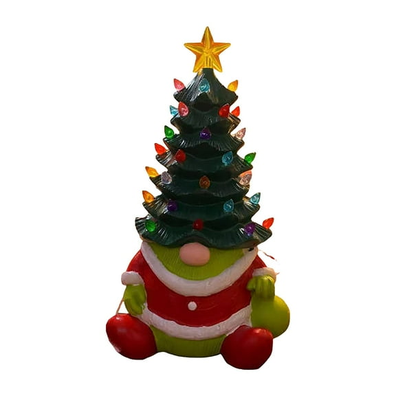 Christmas Gnome Lantern - Luminous Resin Tree Hat Gnomes Decor, Festive Light-Up Ornament for Holiday Table or Mante