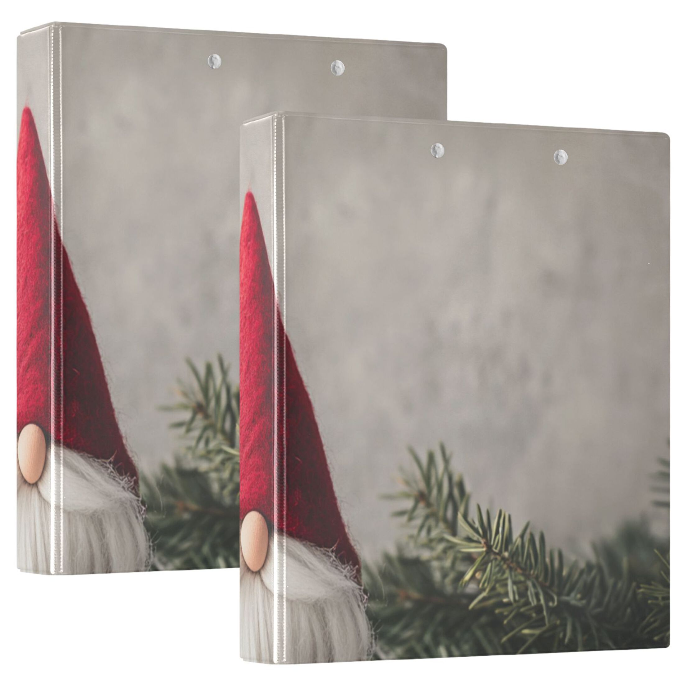 Christmas Gnome Leaves Pines 3 Ring Binders 1.5 inch Hardcover File Folders with Interior Pockets A4 Size Organizer for School Office Hospital