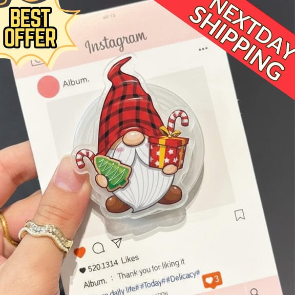 Christmas Gnome Magnetic Phone Grip Cute Holiday Phone Accessory with Gifts and Tree Design, Perfect for Xmas Lovers, Amazing Xmas Popgrip