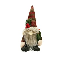 Christmas Gnome Plush Decoration – Nordic Handmade Tomte with Gingerbread Pinecone Ponytail, Scandinavian Xmas Figurine, Holiday Tabletop, Desk, Shelf, Fireplace, Winter Christmas Tree Decor