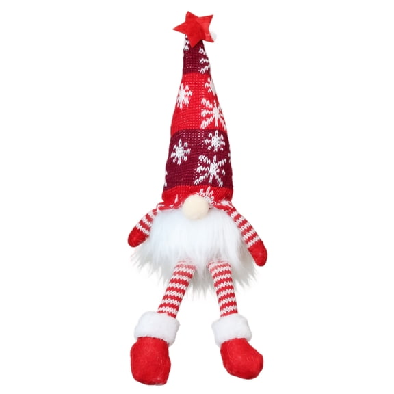 Christmas Gnome Plush Doll, Red Knit Hat Faceless Ornament with Long Hanging Legs, Soft Nordic Xmas Shelf Sitter for Holiday Table Mantel Desk Home Decor