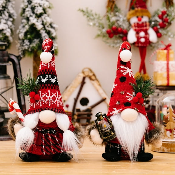 Christmas Gnome Plush Elf Decorations - Mr and Mrs Buffalo Plaid Xmas Holiday Handmake Scandinavian Tomte for Christmas Decorations - Tiered Tray Decor, Holiday Presents, Farmhouse Decor